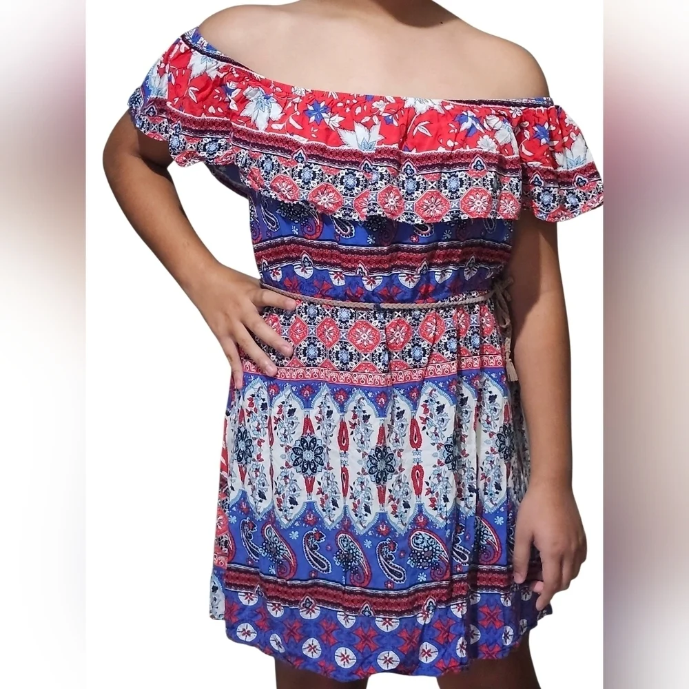 No Boundaries Red and Blue Paisley Dress